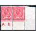 GB - Sg 329 - 1d. Carmin Variety Spot Above postage on A 11 Control Pair VLMM GB - Sg 329 - 1d. Carmin Variety Spot Above postage on A 11 Control Pair VLMM