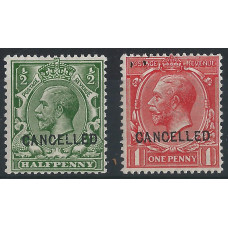 KGV - Sg351 / Sg 357 Royal Cypher ovpr CANCELLED Pair MNH KGV - Sg351 / Sg 357 Royal Cypher ovpr CANCELLED Pair MNH