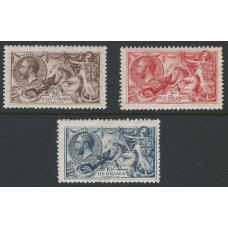KGV - Sg 413a + Seahorse Set of 3 to 10/ shillings MM