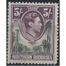 Northern Rhodesia Sg 43 - 5 shillings. grey and dull violet VLMM