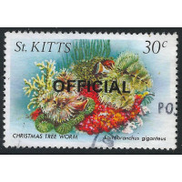St. Kitts 1984 - Sg 032 + Marine life. 30c. Christmas tree worm ovpr. OFFICIAL used
