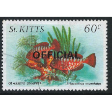 St. Kitts 1984 - Sg 035 + Marine life. 60c. Glass-eyed snapper ovpr. OFFICIAL used