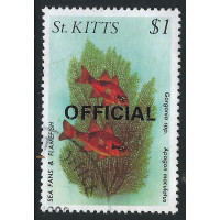 St. Kitts 1984 - Sg 037 + Marine life. $1 Sea fans and flamefish  ovpr. OFFICIAL used