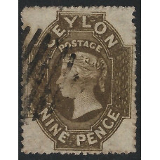 Ceylon Sg33 - 9d. deep brown 1861-64 used