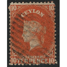 Ceylon Sg 58b - 10d. Orange-red 1863 - 66  used