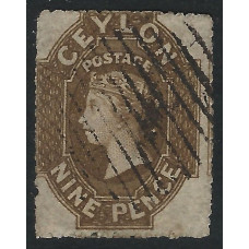 Ceylon Sg33 - 9d. deep brown 1861-64 used