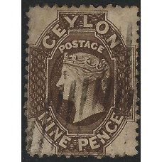 Ceylon Sg 57 - 9d. sepia 1862 used