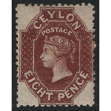Ceylon Sg 56 - 8d. reddish brown 1862 LMM