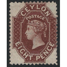 Ceylon Sg 56 - 8d. reddish brown 1862 LMM NG