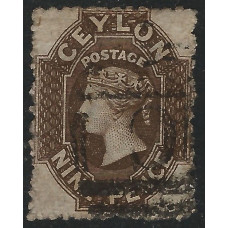 Ceylon Sg 57x - 9d. sepia Wmk reversed 1862 used
