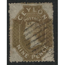 Ceylon Sg33b - 9d. Olive-sepia 1861-64 used