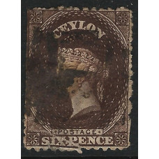 Ceylon Sg 55c - 6d Blackish brown 1862 used faults