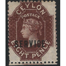 Ceylon Sg O3 - 8d. chocolate SERVICE 1869 MM