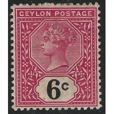 Ceylon Sg259 - 6c. rose and blacK 1899 - 1900  MM