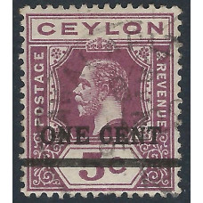 Ceylon: Sg327 - 1c. on 5c. purple used
