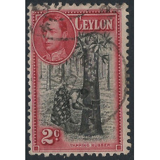 Ceylon Sg386c - 2c. black and carmine 1938- 49 Perf 11 used
