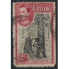 Ceylon Sg386b - 2c. black and carmine 1938- 49 Perf 13½ x 13½ used