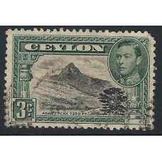 Ceylon Sg387e - 3c. black and deep blue-green 1938- 49 Perf 12 used