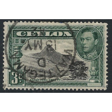 Ceylon Sg387b - 3c. black and deep blue-green 1938- 49 Perf 13½ x 13½ used