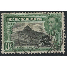 Ceylon Sg387d - 3c. black and deep blue-green 1938- 49 Perf 11½ x 11 used