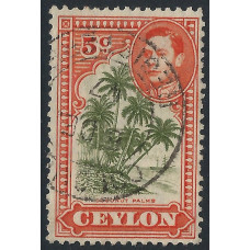 Ceylon Sg387f - 5c. sage -green & orange 1938- 49 used
