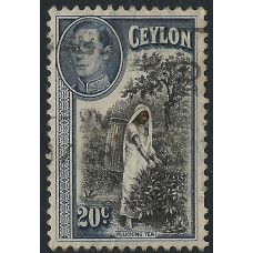 Ceylon Sg391 - 20c. black and grey-blue 1938- 49 used