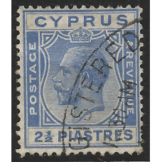 Cyprus  Sg122 - 2½pi. bright blue 1925 used