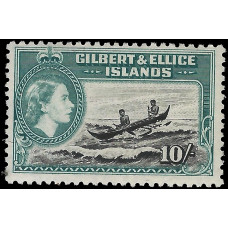 Gilbert & Ellice Islands Sg 75 - 10s. - black and turquoise 1956 VLMM