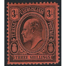 Turks & Caicos Islands Sg126 - 3s. - black on red 1909 MM