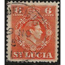 St. Lucia Sg151 - 6c. - orange 1949 used