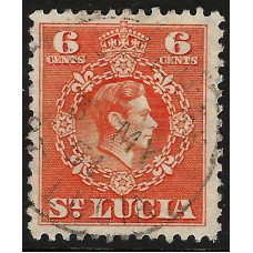 St. Lucia Sg151 - 6c. - orange 1949 used