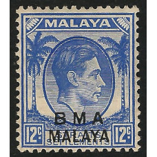 Malaya BMA Sg 10 - 12c. - blue 1945 HMM toned Malaya BMA Sg 10 - 12c. - blue 1945 HMM toned