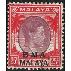 Malaya BMA Sg 13a - 25c. - purple and red 1945 used Malaya BMA Sg 13a - 25c. - purple and red 1945 used