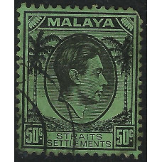 Straits Settlements Sg289 - 50c. - black on green 1937 used