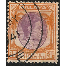 Straits Settlements Sg287 - 30c. - purple and orange 1937 used