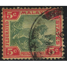 Federated Malay States Sg 18 -  1900  -  5c. - green and red on yellow used
