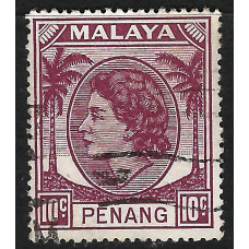 Penang Sg 34 - 10c. - purple 1954 used