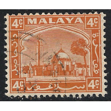 Selangor Sg 72 - 1935 - 4c. - orange Mosque at Palace used Selangor Sg 72 - 1935 - 4c. - orange Mosque at Palace used