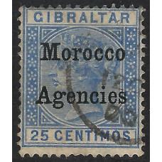 Morocco Agencies Sg 4 - 25c. - blue optd Morocco Agencies used