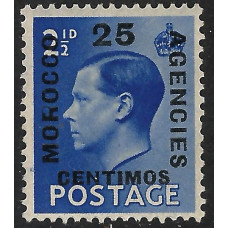 Morocco Agencies Sg163 - 25c. on 2½d. - blue optd Morocco Agencies MM