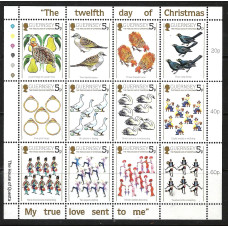 Guernsey Sg316-327 full set mini sheet 1984 Christmas. The Twelve Days of Christmas MNH