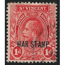 St Vincent Sg126 - 1d. - red  1916 Optd WAR STAMP. in one line MM