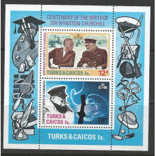 Turks & Caicos Islands - Sg MS432 - Birth Centenary of Sir Winston Churchill 1974 MNH