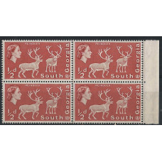 South Georgia Sg 1 - ½d. - red Reindeer Blk x 4 MNH South Georgia Sg 1 - ½d. - red Reindeer Blk x 4 MNH