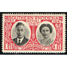 Southern Rhodesia Sg63 - 1d. black and scarlet 1947 VLMM