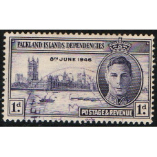 Falkland Islands Sg164 - 1d. dull violet Victory 1946 used Falkland Islands Sg164 - 1d. dull violet Victory 1946 used