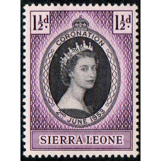 Sierra Leone Sg209 - 1½d. black and purple 1953 Coronation MM Sierra Leone Sg209 - 1½d. black and purple 1953 Coronation MM