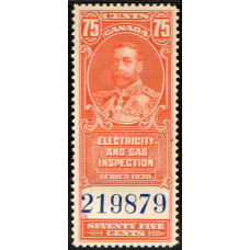 Canada Revenue 75c Electric & Gas Inspection series 1930 MNH