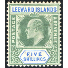 Leeward Islands Sg 28 - 5/. green and blue 1902 VLMM