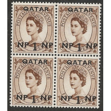 Qatar QEII sg1 - 1957 1n.p. on 5d. - brown block x 4 MNH